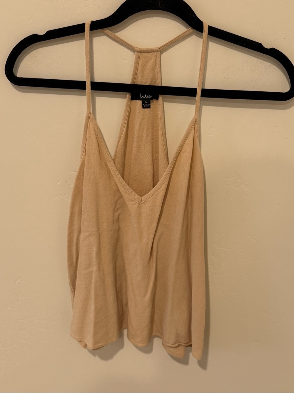 Lulu's Beige Halter Cami Tank Top Womens Medium Linen Casual Beachy Coastal